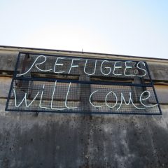 Light installation Refugees Will Come by legendary nomad artist Babi Badalov in Rijeka